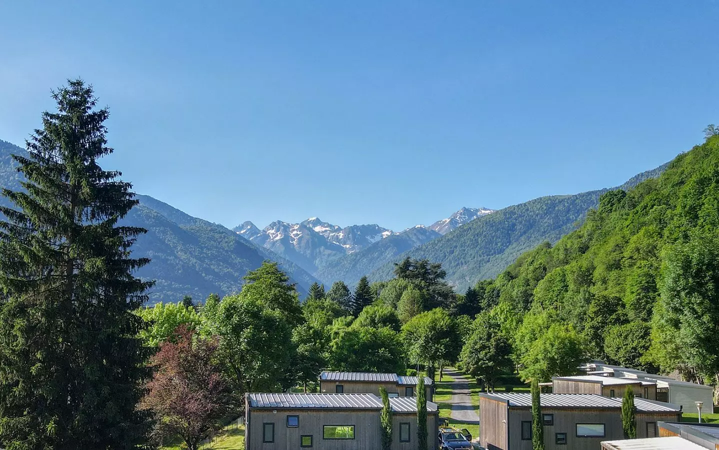 Camping Pradelongue entre boscos, vista aèria
